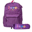 Kit Mochila de Costas Love Feminina Roxo Com Estojo