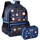 Kit Mochila de Costas Video Game Com Luz e Estojo Clio