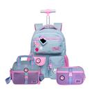 Kit Mochila De Rodas Hello Kitty Jeans Lancheira Estojo Box