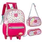 Kit mochila de rodas Holográfica, Lancheira e Estojo happy - Volta às Auals - Clio Style