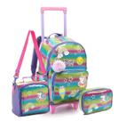 Kit Mochila de Rodas Unicórnio Estojo e Lancheira Infantil Kit Mochila de Rodas Unicórnio Estojo e Lancheira Infantil