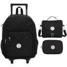 Kit mochila de rodinha 17 , lancheira e estojo box trendy preto
