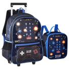 Kit Mochila De Rodinha Com Luz E Lancheira Térmica Game Start Escolar Infantil Menino