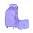 Kit Mochila de Rodinha e Estojo Box For Girls Roxo Clio