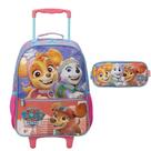 Kit Mochila de Rodinha Estojo Patrulha Canina Skye X2 Rosa