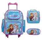 Kit Mochila De Rodinha Infantil Frozen Reforçada Cor Azul