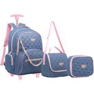 Kit Mochila de Rodinha Lancheira e Estojo Jeans Yepp MF8147