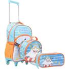 Kit Mochila de Rodinha Lancheira e Estojo Shark Fun Yepp MIM6325