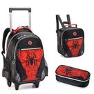 Kit Mochila de Rodinha, Lancheira e Estojo Spider DarkAranha