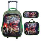 Kit Mochila de Rodinha Lancheira Estojo Raptor Yins YS42288 Cor:Verde