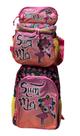 Kit Mochila de Rodinha Lancheira/Estojo Sun Mer Flamingo