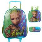 Kit Mochila de Rodinha Lancheira Estojo Xeryus Groot X Verde