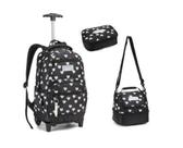 Kit Mochila de Rodinha Lancheira Térmica Estojo Escolar Corações Diversas Cores Meninas Kit Mochila de Rodinha Lancheira Térmica Estojo Escolar Corações Diversas Cores Meninas