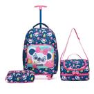 Kit Mochila de Rodinha Resistente Lancheira e Estojo Spector Menina