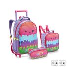 Kit Mochila de rodinha Seanite slime/arco-iris/docinho