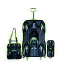 Kit Mochila de Rodinhas Carros 3D Infantil Escolar Corrida