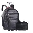 Kit Mochila De Rodinhas Com Alça e Estojo Box Pra 36 Pens Alice Palucci Juvenil Escolar Estilo Puffer Volta Às Aulas Clio