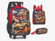Kit Mochila De Rodinhas Com Alças Carros Fast Machine ref: FM3492K