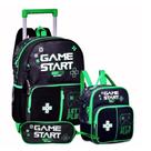 Kit Mochila de Rodinhas Game Start Preto + Lancheira e Estojo - MAXLOG - CLIO