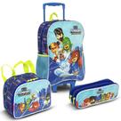 Kit Mochila de Rodinhas Lancheira Estojo PJ Masks Sestini