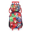 Kit Mochila de Rodinhas Lancheira Luxcel Avengers Vermelho