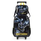 Kit Mochila de Rodinhas Lancheira Luxcel Batman Preto Preta