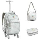 Kit Mochila de Rodinhas + Lancheira Térmica + Estojo Box Just Keep On Smiling DENLEX