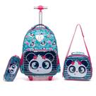 Kit Mochila de Rodinhas Lancheira Térmica Estojo Infantil Escolar Feminino