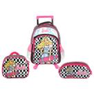 Kit Mochila De Rodinhas LED Lancheira Estojo Barbie Fashion