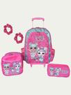 Kit mochila de rodinhas lol surprise meninas infantil escolar bolsa rosa