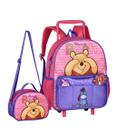 Kit Mochila De Rodinhas Ursinho Pooh De Carmuça e Lancheira Infantil Escolar Para Creche Winnie The Pooh Licenciada Clio