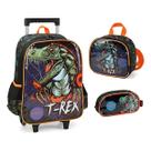 Kit Mochila Dinossauro T-rex + Estojo + Lancheira Preto Kit Mochila Dinossauro T-rex + Estojo + Lancheira Preto