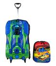 Kit mochila diplomata maxtoy 3d hotwheels com lancheira