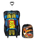 Kit mochila diplomata maxtoy 3d hotwheels dune preto com lancheira