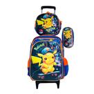 Kit Mochila do Pokémon em 3D com Rodinhas + Lancheira Térmica + Estojo Escolar Infantil