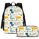 Kit Mochila e Estojo Escolar Dinossauro Branco Volta as Aulas