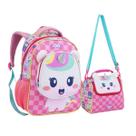 Kit Mochila e Lancheira Creche Escolar Animais