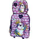 Kit Mochila E Lancheira Unicórnio Roxo Com Glitter - Luxcel