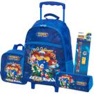Kit mochila escolar carrinho sonic + lancheira + estojo 2026