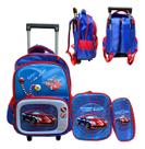 Kit Mochila Escolar Carros Lancheira Estojo