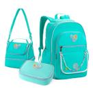 Kit Mochila Escolar com Estojo Box e Lancheira Azul Aula Colorido Lápis Caneta Lanche Aluno Fofo