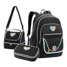 Kit Mochila Escolar com Estojo Box e Lancheira Preto Aula Lápis Caneta Lanche Bolsos Aluno Fofo