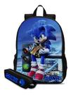 Kit Mochila Escolar Com Estojo Infantil Sonic Volta Ás Aulas