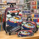 Kit Mochila Escolar Com Rodas Infantil Força 4 + Lancheira e Estojo