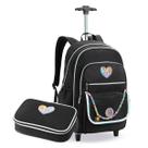 Kit Mochila Escolar com Rodas Preto com Estojo Box Divisórias Colorido Lápis Caneta Aluno Bolsos Kit Mochila Escolar com Rodas Preto com Estojo Box Divisórias Colorido Lápis Caneta Aluno Bolsos