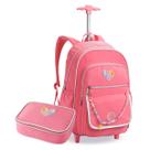 Kit Mochila Escolar com Rodas Rosa com Estojo Box Divisórias Bolso Lateral Frontal Colorido Fofo Kit Mochila Escolar com Rodas Rosa com Estojo Box Divisórias Bolso Lateral Frontal Colorido Fofo