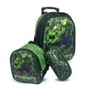 Kit Mochila Escolar Com Rodinhas, Hulk, Masculina