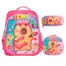 Kit Mochila Escolar Completo Capivara Fofo Infantil