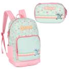 Kit Mochila Escolar Costa Stitch Verde Grande Com Estojo Box