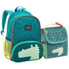 Kit Mochila Escolar Creche Passeio Infantil Pequena E Lancheira Termica Menino Tigre Verde